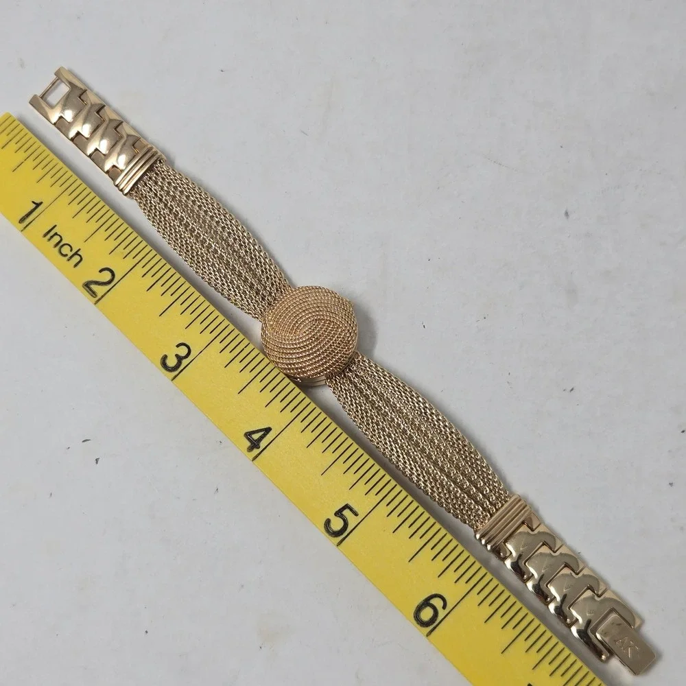 Anne Klein Diamond Secret Watch Gold Tone Mesh Bracelet Fliptop Braided Bracelet